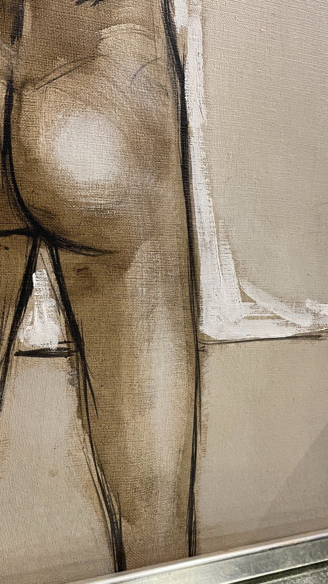 Francis Verlinden, Painting "naked Woman From Behind", Oil On Canvas Dated 1974-photo-3